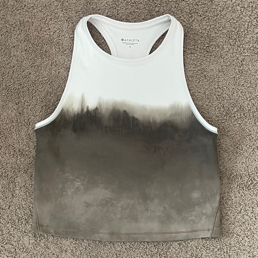 Athleta Women's Crop Tank Top - Off-White and Brown Ombre